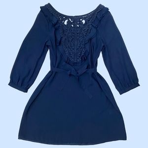 Blue Boho Long Sleeve Dress